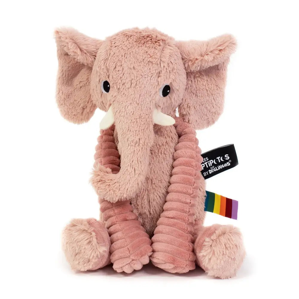 Zachte roze olifant knuffel van Les Dégllingos, gemaakt van katoen & polyester.