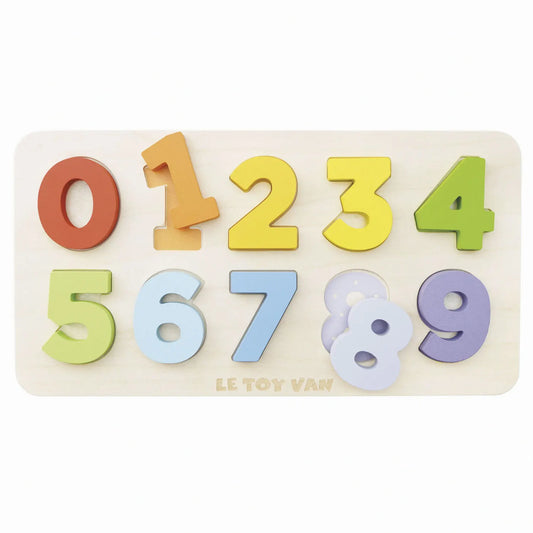 Houten getal telpuzzel van Le Toy Van met cijfers van 1 tot 9. Match de kleur en vorm.